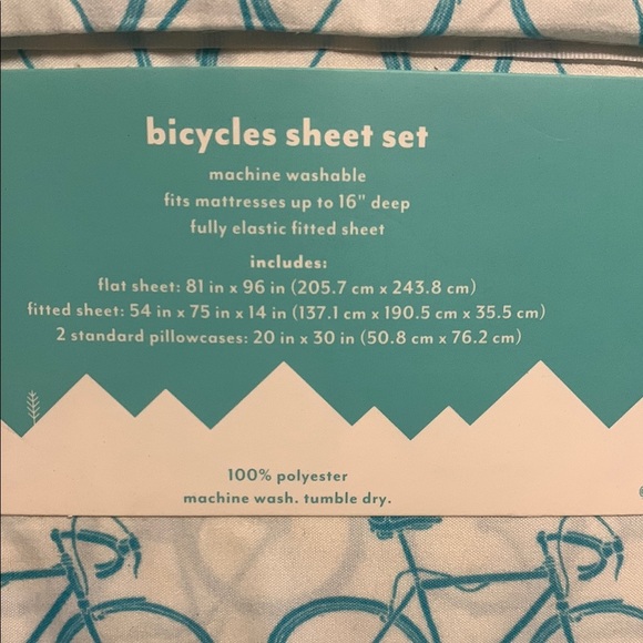 Pillowfort Bicycles Sheet Set - Blue - Picture 3 of 6